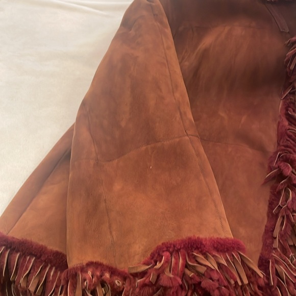 Vintage cognac Shearling jacket jacket Christia - Picture 5 of 7